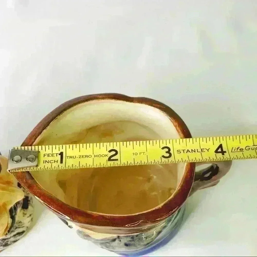 (2) Vintage Toby Mugs Cups Jug Pitcher Creamer Character Colonial Man Face Japan